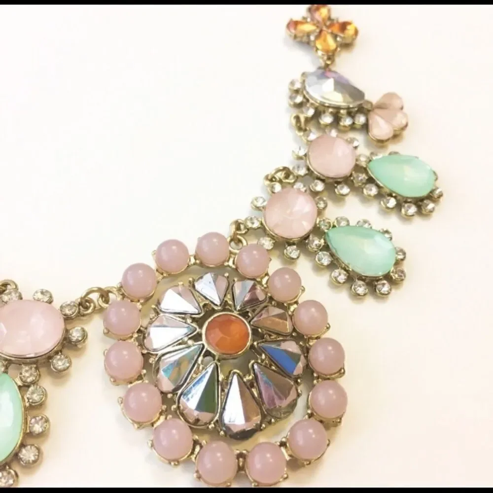 Anthropologie Crystal & Mirror Statement Necklace